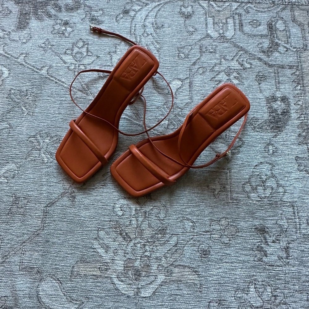 zara orange laceup heels